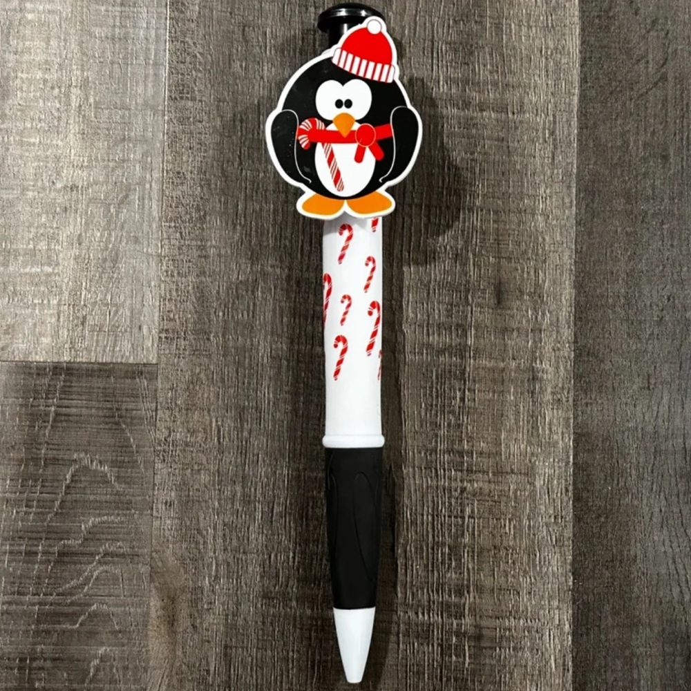 💞 New 11” Jumbo Penguin Christmas Pen with Candy Cane Design